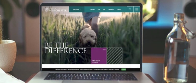 Picture of University of Winchester website in laptop