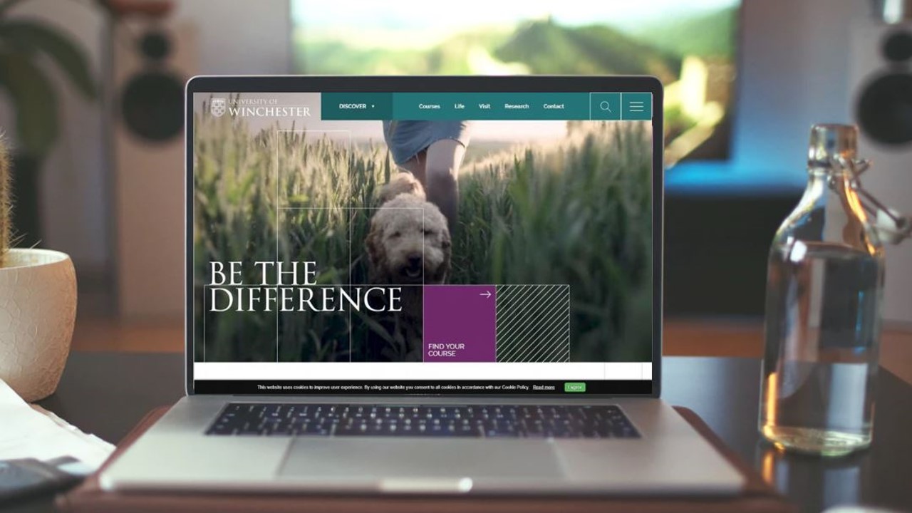 Picture of University of Winchester website in laptop