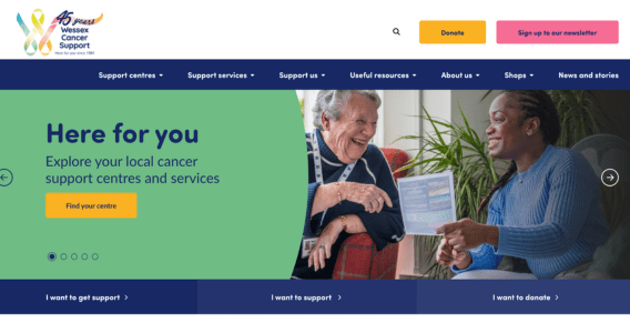 Image of the Wessex Cancer Support homepage