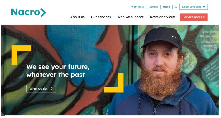 Image of the Nacro website homepage